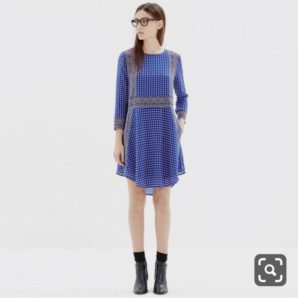 Madewell Ascot Grid Silk Tee Dress